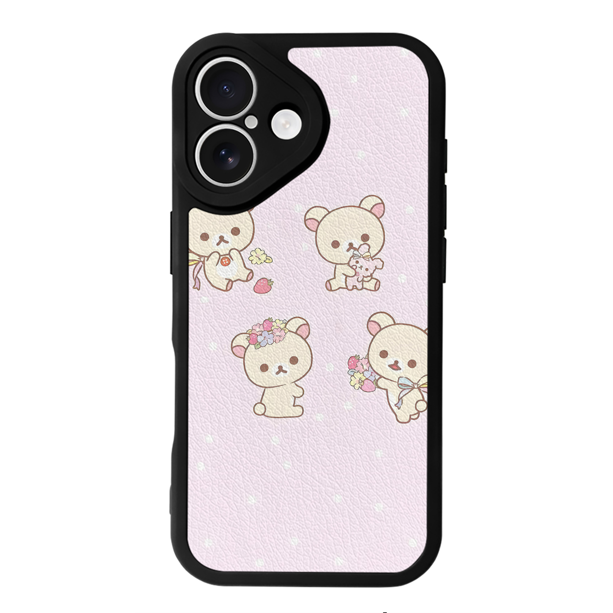 （画像用） リラックマ リラックマ キイロイトリ Rilakkuma Korilakkuma Kiiroitori 【iPhone 16シリーズ対応】シリコンスマホケース（レザー調） 材質：シリコン